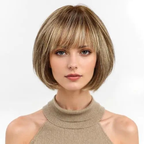 10 Inch Brown Mixed Blonde Wig